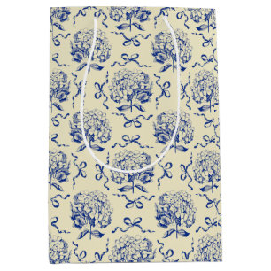 Sacola Para Presentes Média Padrão de Arco de Hydrangea do Toile Azul de pré-d