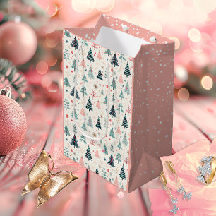 Sacola Para Presentes Média Padrão de árvore de Abstrato de Natal no Natal