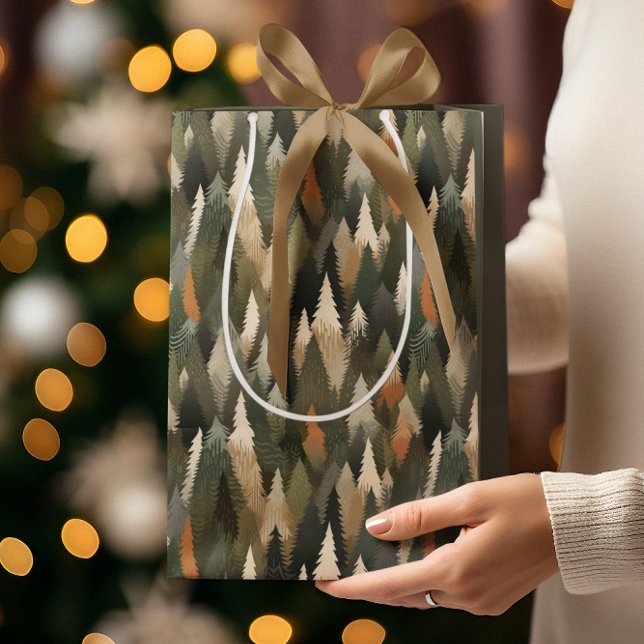 Sacola Para Presentes Média Padrão de árvore do pinheiro legante | Floresta Ru (Criador carregado)