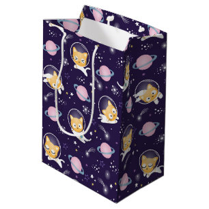 Sacola Para Presentes Média Padrão de Astronautas de Gato Gato-Gato