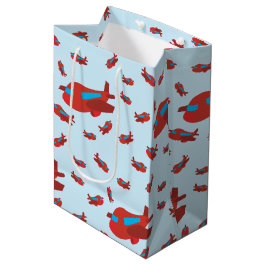 Sacola Para Presentes Média Padrão de avião vermelho e azul