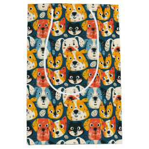 Sacola Para Presentes Média Padrão de Cachorro Colorido