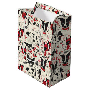 Sacola Para Presentes Média Padrão de Cães de Natal Coloridos