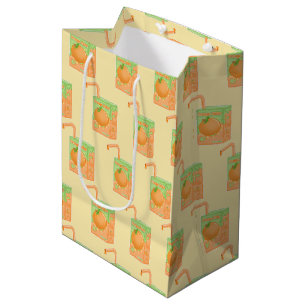 Sacola Para Presentes Média Padrão de Caixa de Sumo Laranja