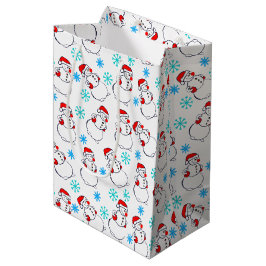 Sacola Para Presentes Média Padrão de Cartoon Bonito Snowmen