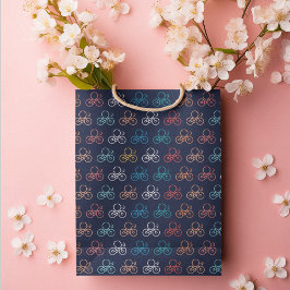 Sacola Para Presentes Média Padrão de Cartoon de Bicicleta