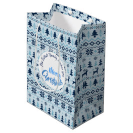 Sacola Para Presentes Média Padrão de cervo azul CHRISTMAS personalizado M Gif