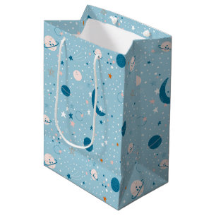Sacola Para Presentes Média Padrão de Céu Azul e Espaço