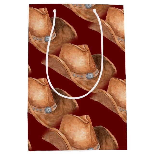 Sacola Para Presentes Média Padrão de chapéu de cowboy ocidental (Frente)
