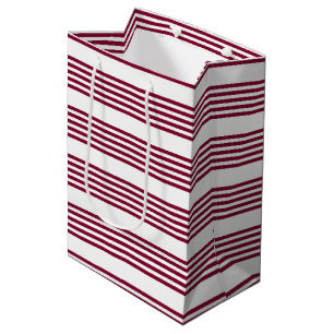 Sacola Para Presentes Média Padrão de cinco faixas vermelho e branco borromado