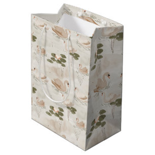 Sacola Para Presentes Média Padrão de cisne elegante padrão