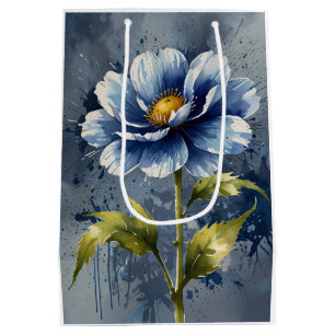 Sacola Para Presentes Média Padrão de cor da água da flor azul
