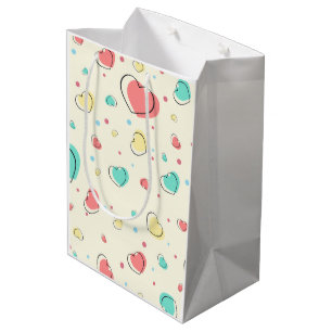 Sacola Para Presentes Média Padrão de Coração - Design de Amor Bonito