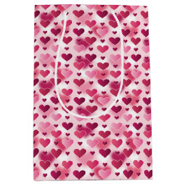 Sacola Para Presentes Média Padrão de Corações Rosa - Tema do Dia dos Namorado