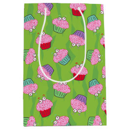 Sacola Para Presentes Média Padrão de Cupcake do cérebro Zombie