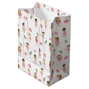 Sacola Para Presentes Média Padrão de dança de Ballerinas Rosa-balé