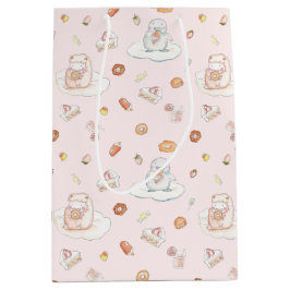 Sacola Para Presentes Média Padrão de deserto de ovelha e pinguim cor-de-rosa