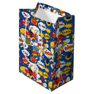 Sacola Para Presentes Média Padrão de Design do Livro de BD Azul