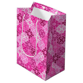 Sacola Para Presentes Média Padrão de Diamante com Filigrana Rosa