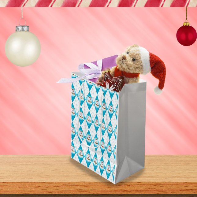 Sacola Para Presentes Média Padrão de Diamante de Feriado de Inverno Samoyed (Criador carregado)