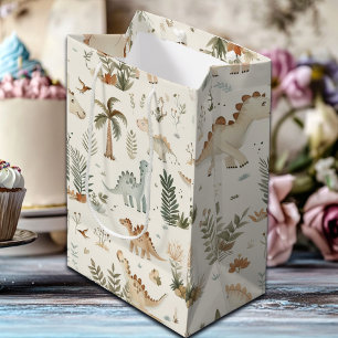 Sacola Para Presentes Média Padrão de Dinossauro Selvagem de Boho Whimsical