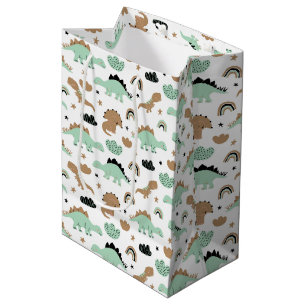 Sacola Para Presentes Média Padrão de Dinossauro Verde da Casa Verde