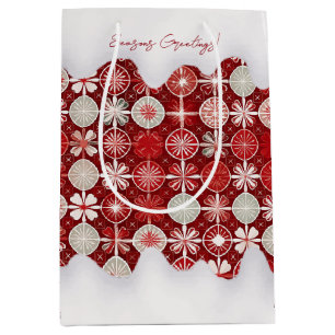 Sacola Para Presentes Média Padrão de Doces de Natal Vermelho e Branco #13 ID1