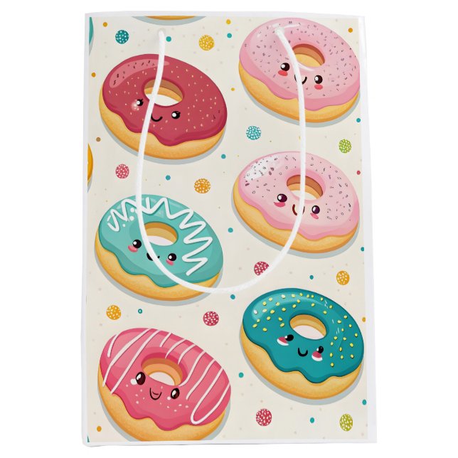 Sacola Para Presentes Média Padrão de Donuts (Frente)