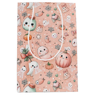 Sacola Para Presentes Média Padrão de Doodle do Halloween com Fantasmas e Pump