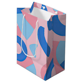 Sacola Para Presentes Média Padrão de Doodle Rosa e Azul