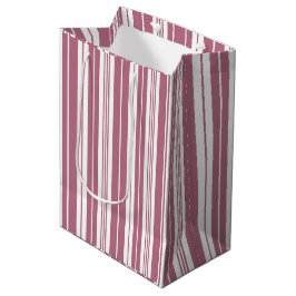 Sacola Para Presentes Média Padrão de Faixa Vertical Branco Rosa