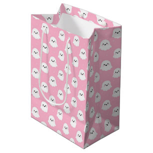 Sacola Para Presentes Média Padrão de Fantasma Rosa Bebê Fofo – Design de Hall