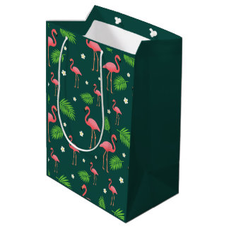 Sacola Para Presentes Média Padrão de Flamingo Tropical