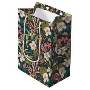 Sacola Para Presentes Média Padrão de Flor Tropical Colorida