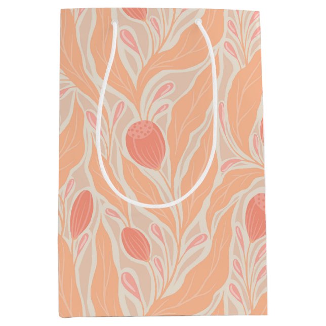 Sacola Para Presentes Média Padrão de flores (Frente)