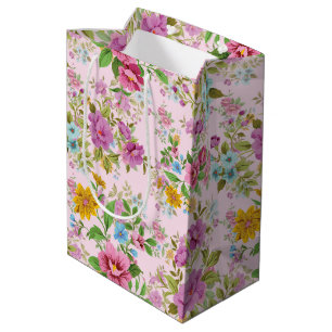 Sacola Para Presentes Média Padrão de flores coloridas