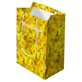 Sacola Para Presentes Média Padrão de Flores de Primrose Amarela