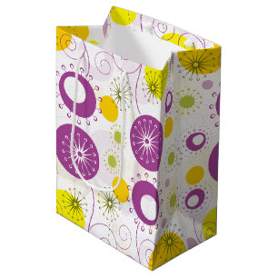 Sacola Para Presentes Média Padrão de Flores Estilizadas Bonitas