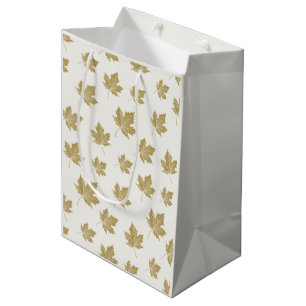 Sacola Para Presentes Média Padrão de Folha de Mapeamento Dourado Anterior