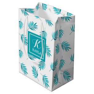 Sacola Para Presentes Média Padrão de folhas azul-esverdeadas