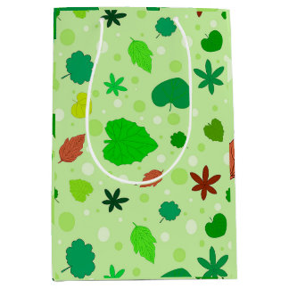 Sacola Para Presentes Média Padrão de Folhas com Diversas Formas e Cores