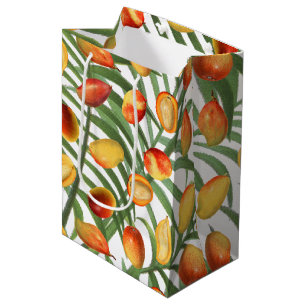 Sacola Para Presentes Média Padrão de Fruta de Verão Vintage Mango & Greenery