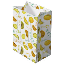 Sacola Para Presentes Média Padrão de Frutas de Limão e Lima