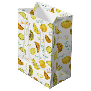 Sacola Para Presentes Média Padrão de Frutas de Limão e Lima