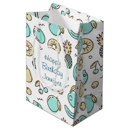 Sacola Para Presentes Média Padrão de Frutas Fofas Desenho de Linha de Verão A