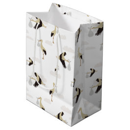 Sacola Para Presentes Média Padrão de Garotinha de Stork Newborn