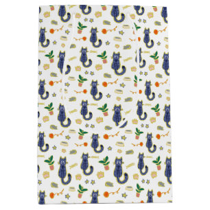 Sacola Para Presentes Média Padrão de Gatos de Cuta de Aquarela