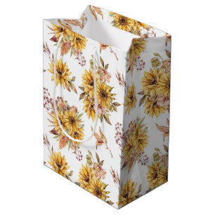 Sacola Para Presentes Média Padrão de Girassóis