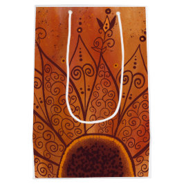 Sacola Para Presentes Média Padrão de girassol abstrato