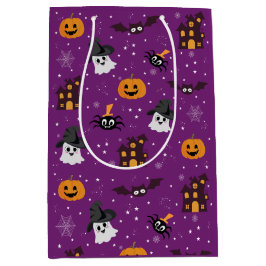 Sacola Para Presentes Média Padrão de Halloween roxo